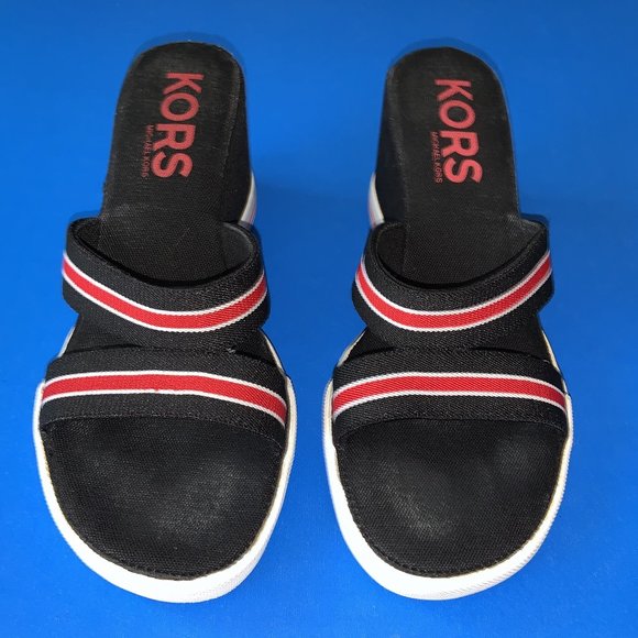 MICHAEL KORS Black Wedge Slip-On Sandals Size 6 - Picture 4 of 6